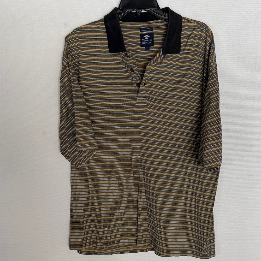 Pebble Beach Men's Polo with Black and Brown Stripes